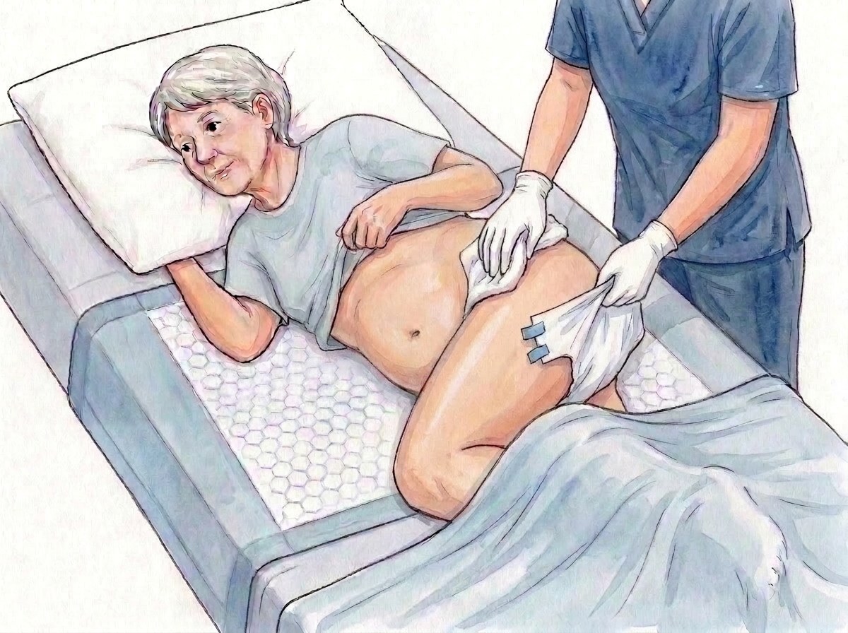 4. Odstráňte zloženú použitú plienku, očistite spredu dozadu